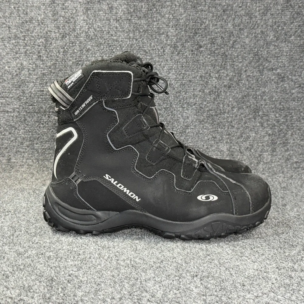Salomon Snow Trip Winter Boots Mens 11.5 Black Waterproof Thinsulate Oudoor Snow